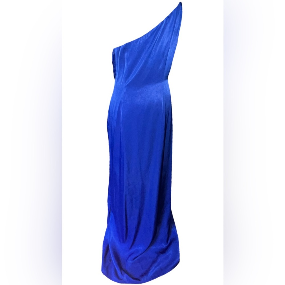 Liv Foster Asymmetrical Charmeuse Side Slit Evening Gown, Royal Blue, Sz 10, NWT - Picture 6 of 16